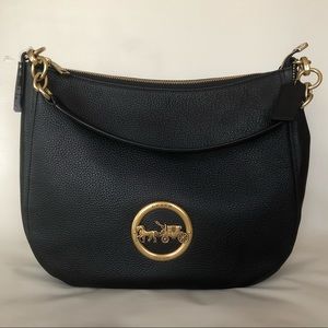 COACH Elle Hobo Black Leather Purse